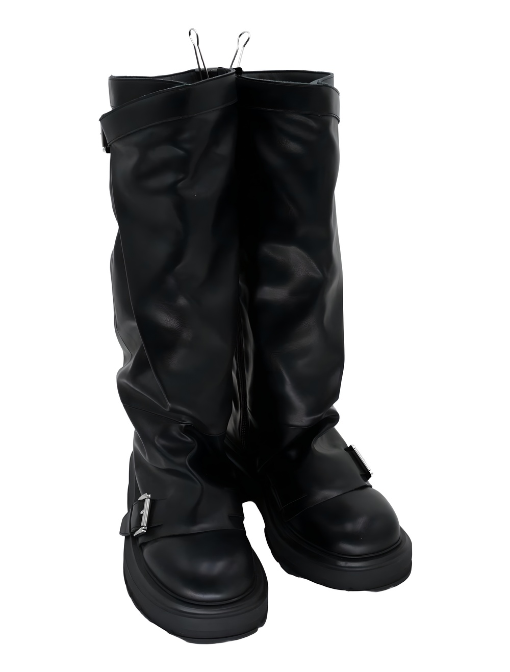 Madden Girl Restore Black Slouch Knee High Lug Sole Buckle Boots Size 8M